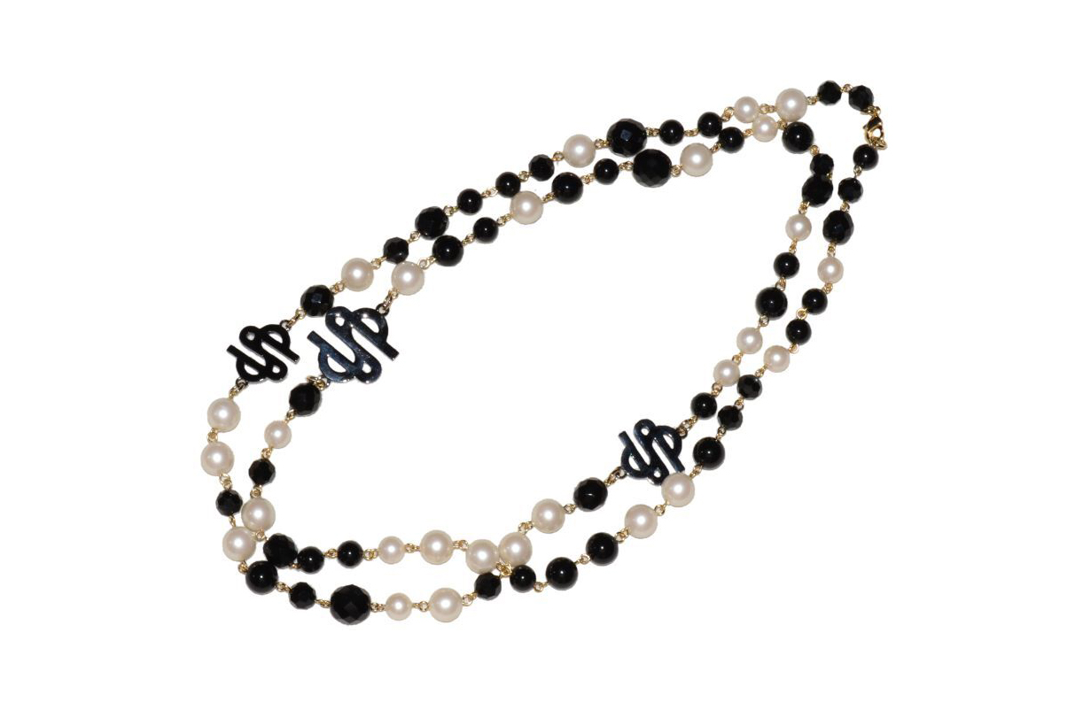 SSAUCE(ソース) / Triple Charm Long Pearl Necklace[Black & Pearl](トリプルチャーム ロングパール ネックレス)